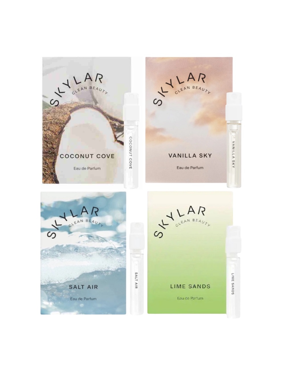 Skylar Coconut Cove, Vanilla Sky, Salt Air  & Lime Sands Samples - .05 oz ea.